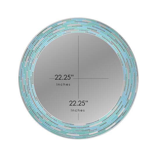 Head West Sea Glass 2 Tile Framed Round Wall Vanity Mirror - 30" x 30"
